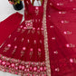 Lotus Embroidered Shimmer Silk Anarkali