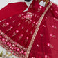 Lotus Embroidered Shimmer Silk Anarkali