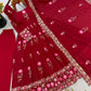 Lotus Embroidered Shimmer Silk Anarkali