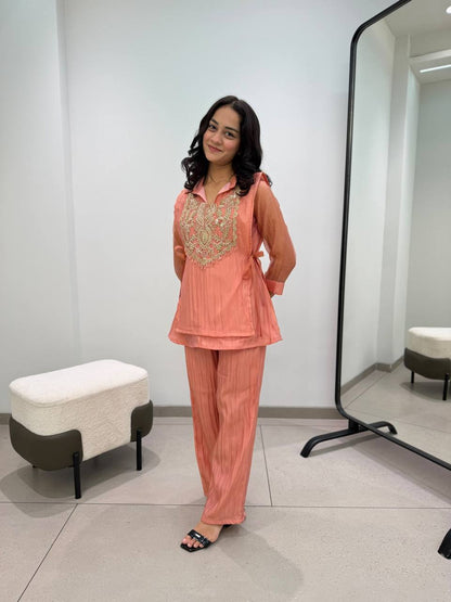 Beaded Embroidered Mosko Co-ord Set