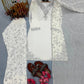 White Sequin Crepe Farshi Palazzo Suit
