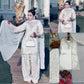 White Sequin Crepe Farshi Palazzo Suit