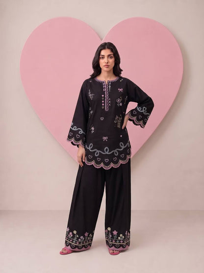 Black Heart Embroidered Farshi Salwar Set