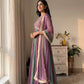 Rose Pink Striped Silk Anarkali Gown