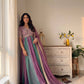 Rose Pink Striped Silk Anarkali Gown