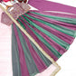 Rose Pink Striped Silk Anarkali Gown