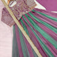 Rose Pink Striped Silk Anarkali Gown