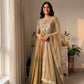 Rose Pink Striped Silk Anarkali Gown