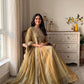 Rose Pink Striped Silk Anarkali Gown