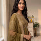 Rose Pink Striped Silk Anarkali Gown