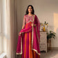 Rose Pink Striped Silk Anarkali Gown