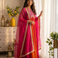 Rose Pink Striped Silk Anarkali Gown