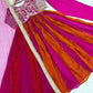 Rose Pink Striped Silk Anarkali Gown