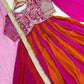 Rose Pink Striped Silk Anarkali Gown