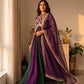 Rose Pink Striped Silk Anarkali Gown