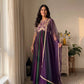 Rose Pink Striped Silk Anarkali Gown