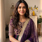 Rose Pink Striped Silk Anarkali Gown