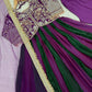 Rose Pink Striped Silk Anarkali Gown