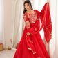 Teal Sequin Embroidered Anarkali Suit Set