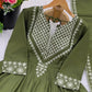 Designer Roman Silk Gown Set with Embroidery and Dupatta