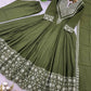 Designer Roman Silk Gown Set with Embroidery and Dupatta