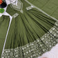 Designer Roman Silk Gown Set with Embroidery and Dupatta