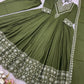 Designer Roman Silk Gown Set with Embroidery and Dupatta