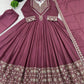 Designer Roman Silk Gown Set with Embroidery and Dupatta