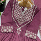 Designer Roman Silk Gown Set with Embroidery and Dupatta