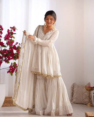Embroidered Mal Chanderi Sharara Set with Dupatta