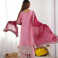Embroidered Chinnon Silk Suit Set with Dupatta