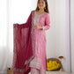Embroidered Chinnon Silk Suit Set with Dupatta