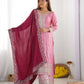 Embroidered Chinnon Silk Suit Set with Dupatta