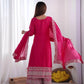 Embroidered Chinnon Silk Suit Set with Dupatta