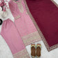 Embroidered Chinnon Silk Suit Set with Dupatta