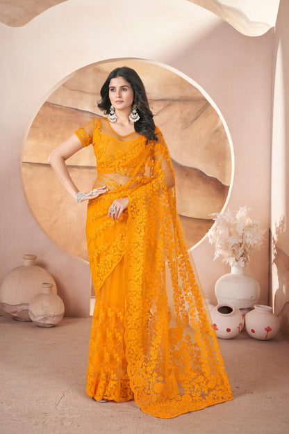 Aari Embroidered Net Saree