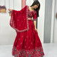 Premium Embroidered Vichitra Silk Lehenga Set