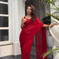 Red Sequin Faux Georgette Saree