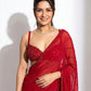 Red Sequin Faux Georgette Saree