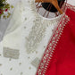 Embroidered Chinnon Silk Suit Set with Dupatta