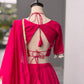 Pink Roman Silk Lehenga with Mirror Blouse