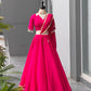 Pink Roman Silk Lehenga with Mirror Blouse