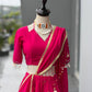 Pink Roman Silk Lehenga with Mirror Blouse