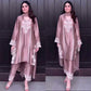 Mauve Embroidered Crepe Silk Kurta Set