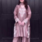 Mauve Embroidered Crepe Silk Kurta Set