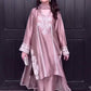 Mauve Embroidered Crepe Silk Kurta Set