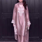 Mauve Embroidered Crepe Silk Kurta Set