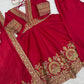 Red Chinon Anarkali Palazzo Set with Dupatta