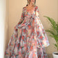 Organza Taby Silk Digital Print Gown Set with Dupatta & Bottom