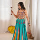 Teal Mirror Work Lehenga Choli for Navratri
